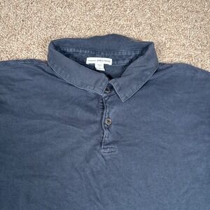 James Perse Mens Navy Blue Supima Cotton Short Sleeve Polo Shirt Size 2 M
